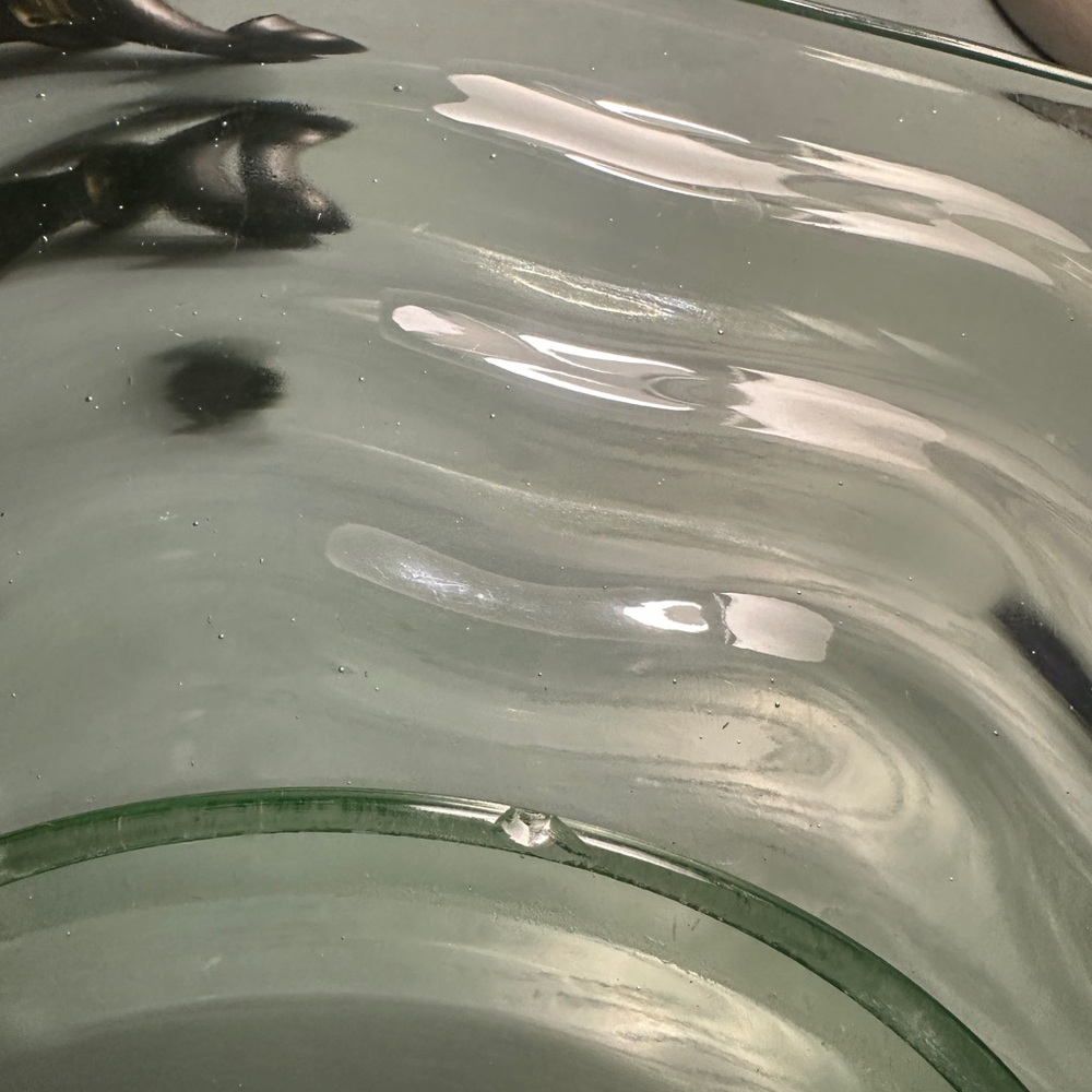 Jenkins Glass Green Uranium Handled Cake Platter - 12 inch Vaseline Dish - Picture 6 of 6